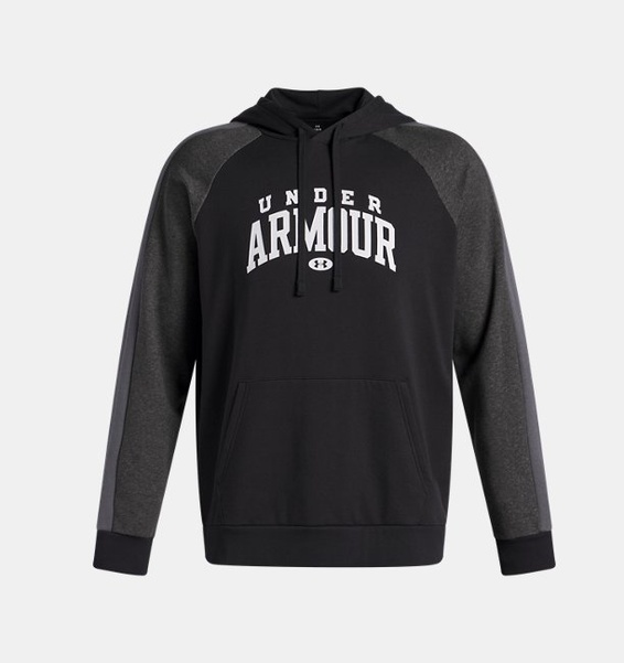Siyah Erkek UA Rival Fleece Colorblock Kapüşonlu Sweatshirt