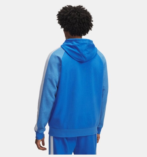Mavi Erkek UA Rival Fleece Colorblock Kapüşonlu Sweatshirt