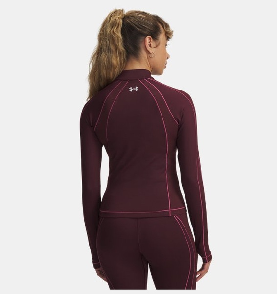 Bordo Kadın UA Coldgear Textured Yarım Fermuarlı Uzun Kollu T-Shirt