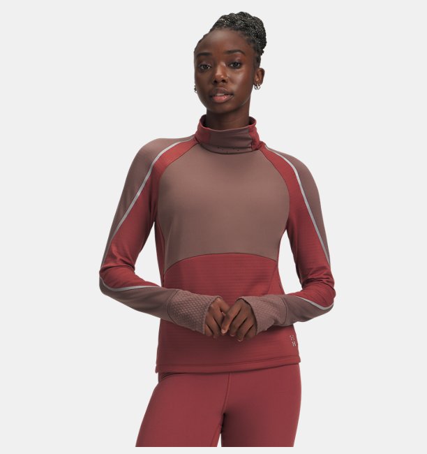 Kadın UA Halo Run Cold Weather Funnel Sweatshirt Kırmızı