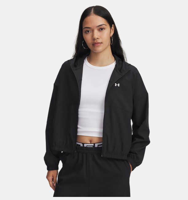Kadın UA Rival Woven Kapüşonlu Ceket Siyah