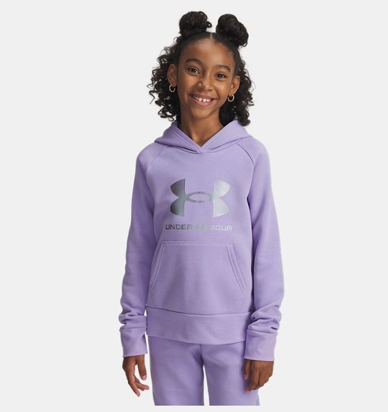 Mor Kız Çocuk UA Rival Fleece Shimmer Kapüşonlu Sweatshirt