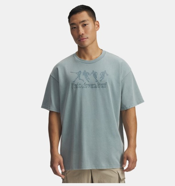 Yeşil Erkek UA Heavyweight Athletes Oversize Kısa Kollu T-Shirt