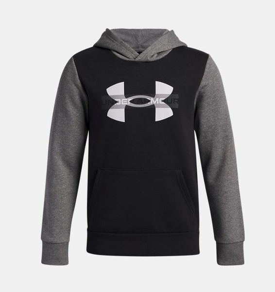 Siyah Erkek Çocuk UA Rival Fleece Colorblock Graphic Kapüşonlu Sweatshirt