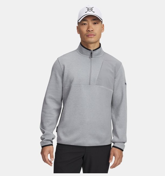 Gri Erkek UA Drive Sweaterfleece Yarım Fermuarlı Sweatshirt