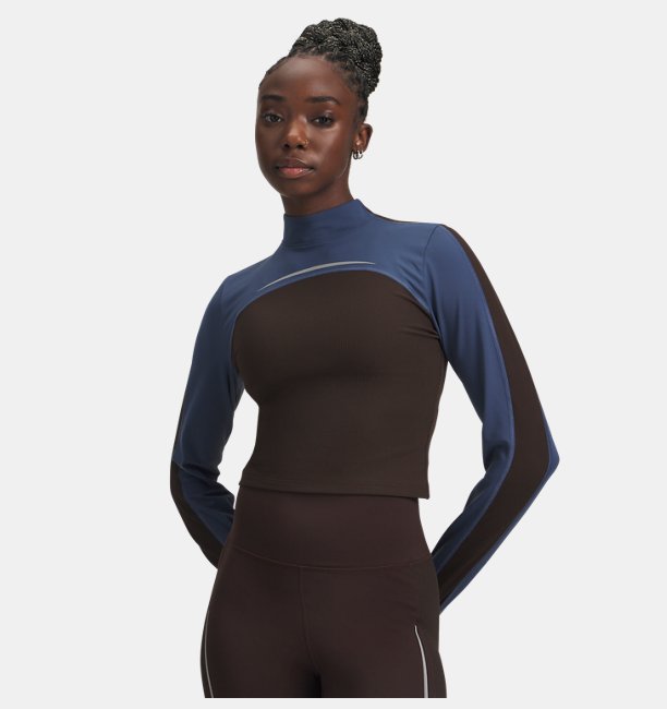 Kadın UA Halo Cold Weather Mock Uzun Kollu T-Shirt Kahverengi