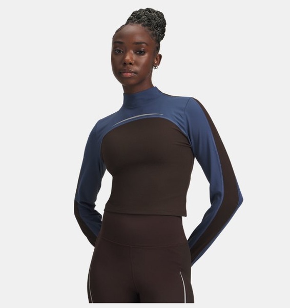 Kahverengi Kadın UA Halo Cold Weather Mock Uzun Kollu T-Shirt