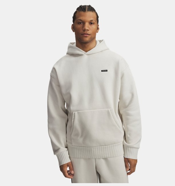 Beyaz Erkek UA Icon Heavy Rib Kapüşonlu Sweatshirt
