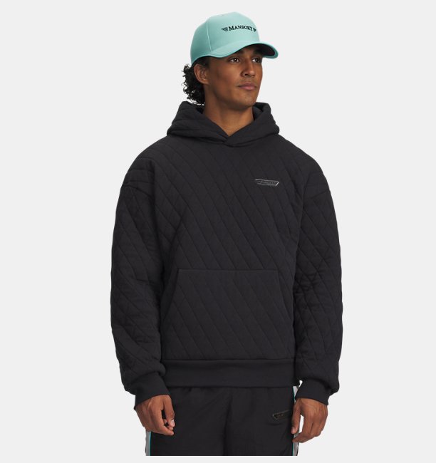 Erkek UA X Mansory Heavyweight Fleece Kapüşonlu Sweatshirt Siyah