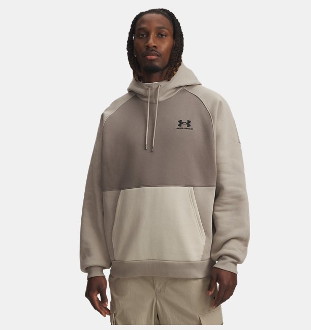 Erkek UA Icon Heavyweight Colorblocked Kapüşonlu Sweatshirt Kahverengi