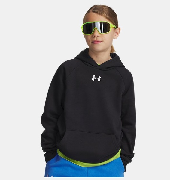 Siyah Erkek Çocuk UA Rival Fleece Kapüşonlu Üst