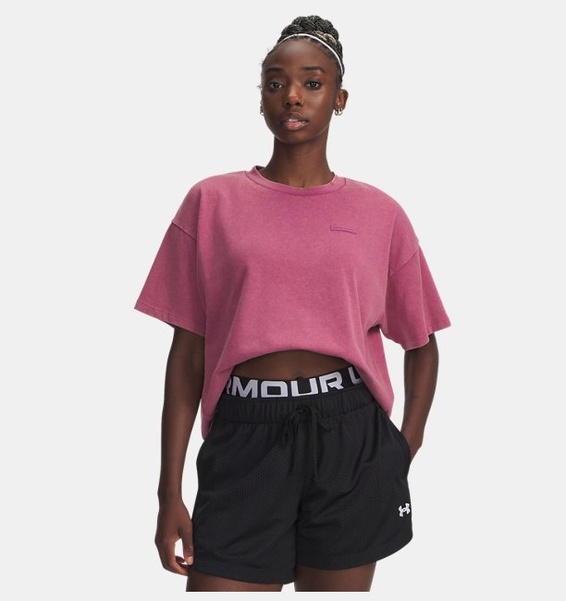 Kırmızı Kadın UA Heavyweight Boxy Wash Kısa Kollu T-Shirt