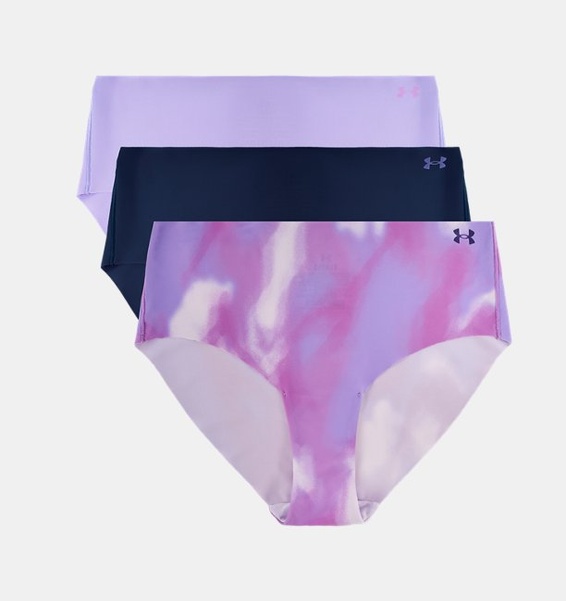 Mor Kadın UA Pure Stretch No Show Hipster-Print 3'lü Paket İç Giyim