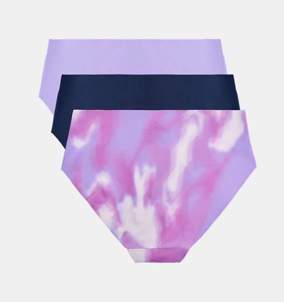 Mor Kadın UA Pure Stretch No Show Hipster-Print 3'lü Paket İç Giyim