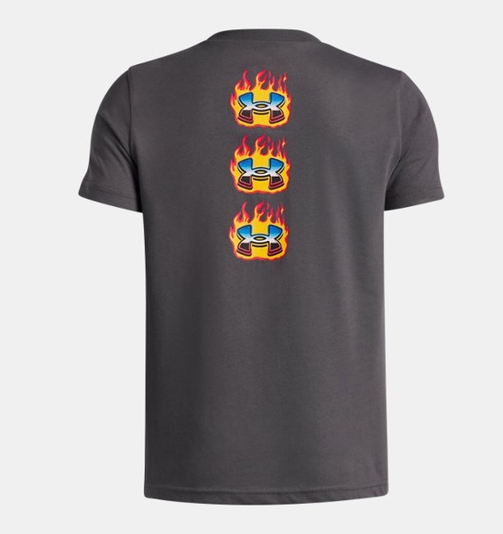 Gri Erkek Çocuk UA Flame Kısa Kollu T-Shirt