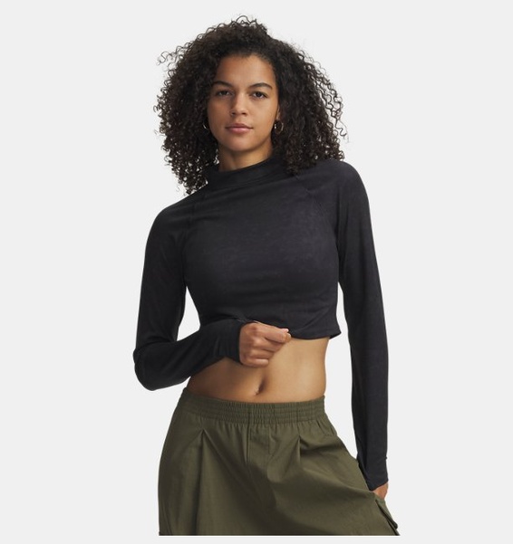 Siyah Kadın UA Meridian Suede Effect Uzun Kollu T-Shirt