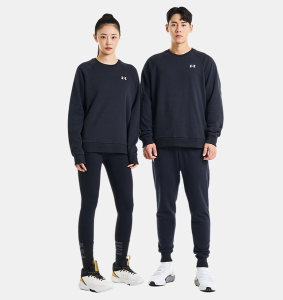 Siyah Men's UA Rival Cotton Bisiklet Yaka