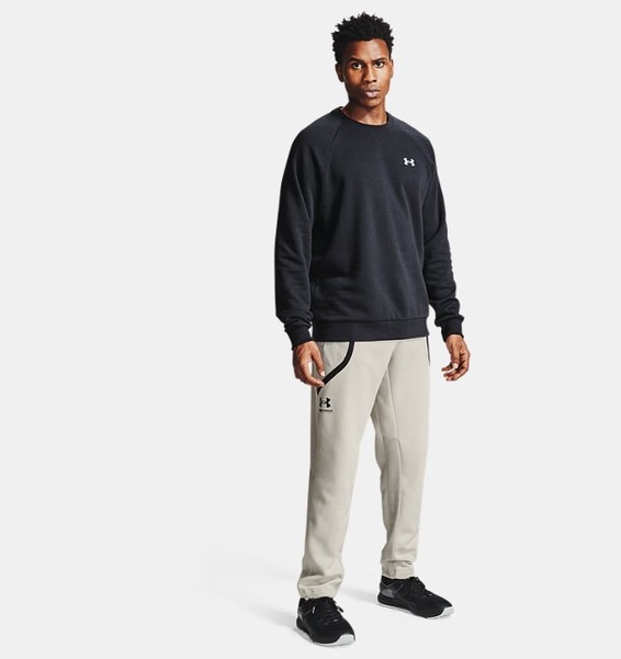 Siyah Men's UA Rival Cotton Bisiklet Yaka
