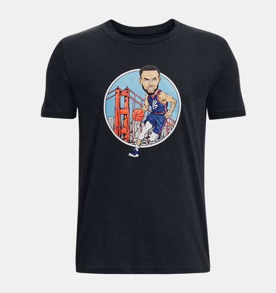 Siyah Erkek Çocuk Curry Trolly Kısa Kollu T-shirt