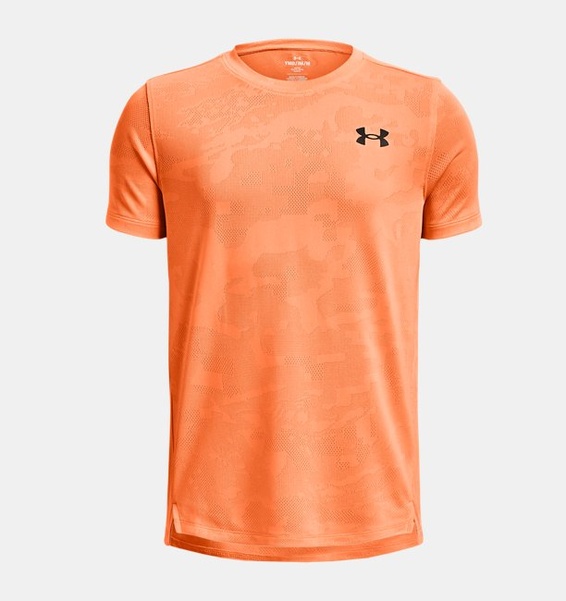 Turuncu Erkek Çocuk UA Tech™ Pencereli Jakarlı Kısa Kollu T-shirt
