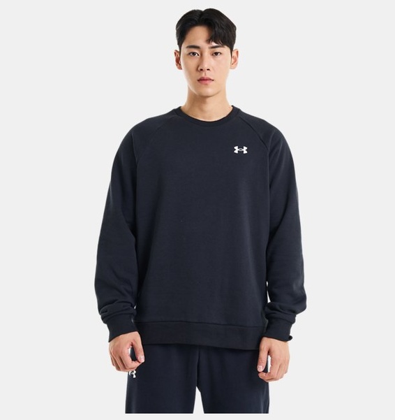 Siyah Men's UA Rival Cotton Bisiklet Yaka