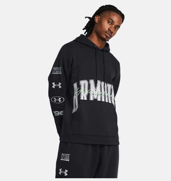 Siyah Erkek UA Icon Fleece Kapüşonlu Üst