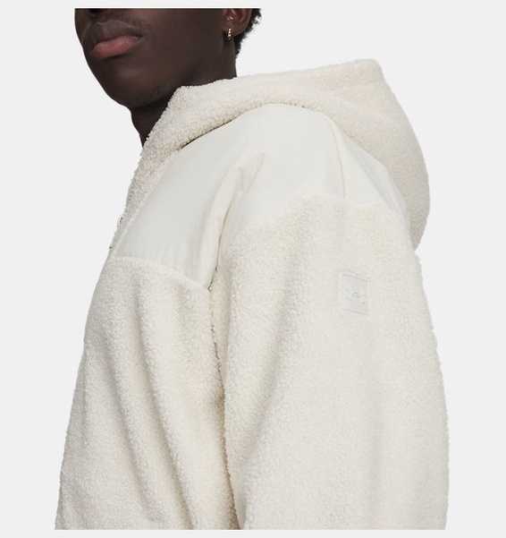 Beyaz Erkek UA High Pile Fleece Fermuarlı Ceket