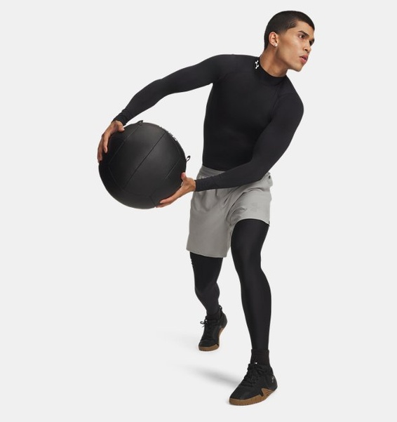 Siyah Erkek UA HG Armour Comp Mock Uzun Kollu T-shirt