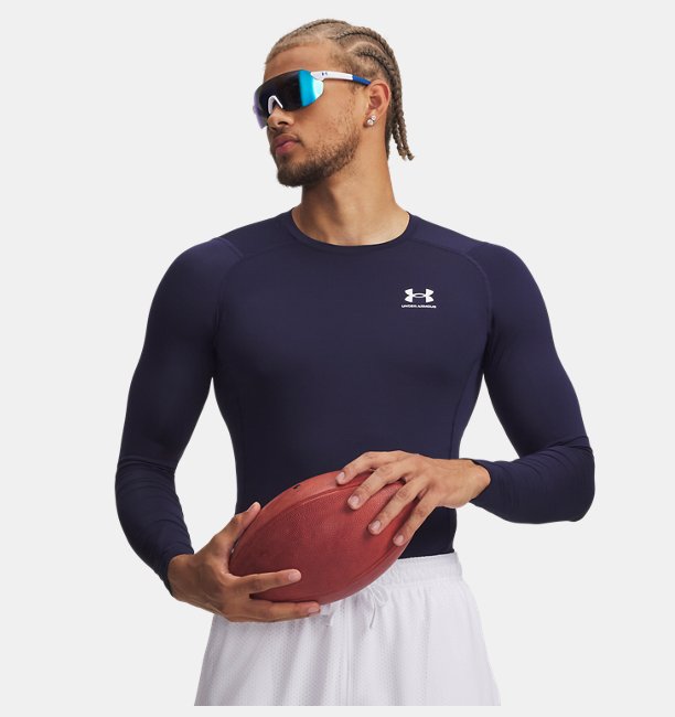 Erkek UA HG Armour Comp Uzun Kollu T-shirt Lacivert