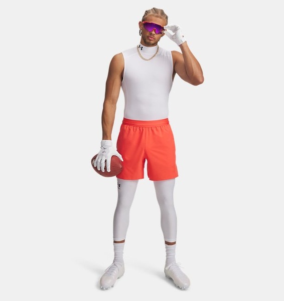 Beyaz Erkek UA HG Armour 3/4 Tayt