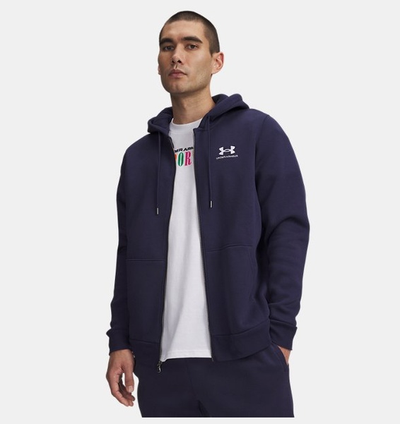 Lacivert Erkek UA Icon Fleece Tam Fermuarlı Kapüşonlu Üst