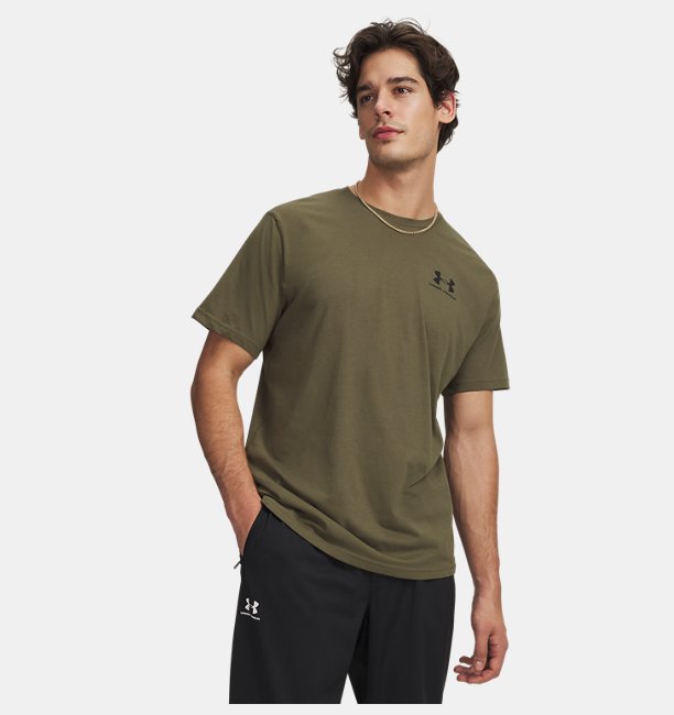 Erkek UA Sportstyle LC Kısa Kollu T-shirt Haki