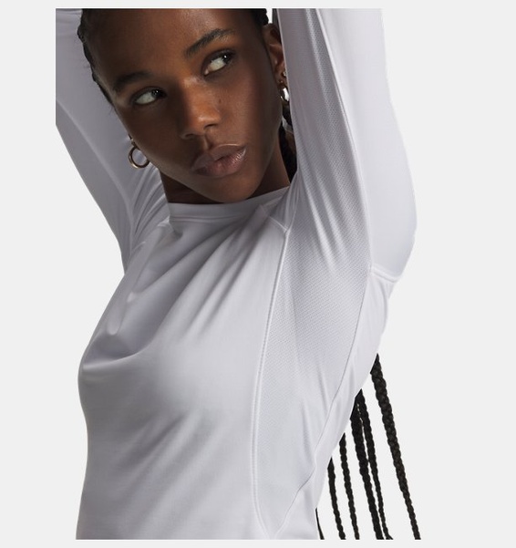 Beyaz Kadın UA CG Authentics Bisiklet Yaka Uzun Kollu T-shirt