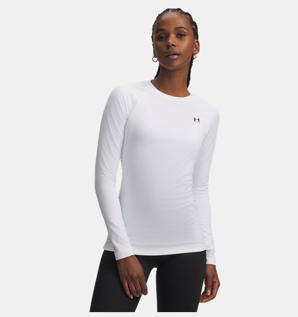 Kadın UA CG Authentics Bisiklet Yaka Uzun Kollu T-shirt Beyaz