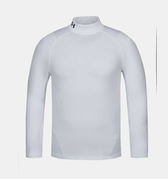 Beyaz Erkek UA ColdGear Armour Fitted Mock Uzun Kollu T-shirt
