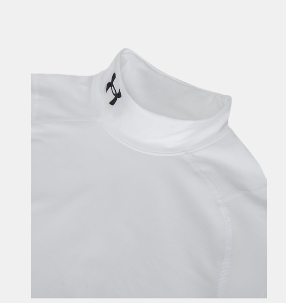 Beyaz Erkek UA ColdGear Armour Fitted Mock Uzun Kollu T-shirt