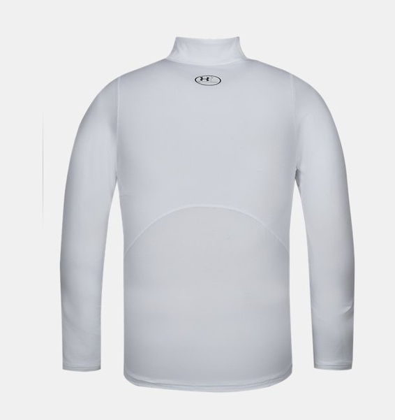 Beyaz Erkek UA ColdGear Armour Fitted Mock Uzun Kollu T-shirt