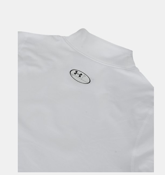 Beyaz Erkek UA ColdGear Armour Fitted Mock Uzun Kollu T-shirt