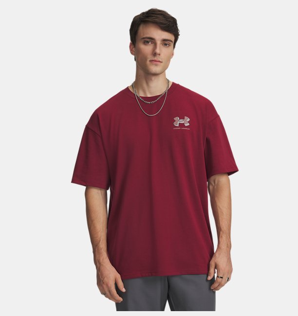 Erkek UA Heavyweight Kısa Kollu T-shirt Kırmızı