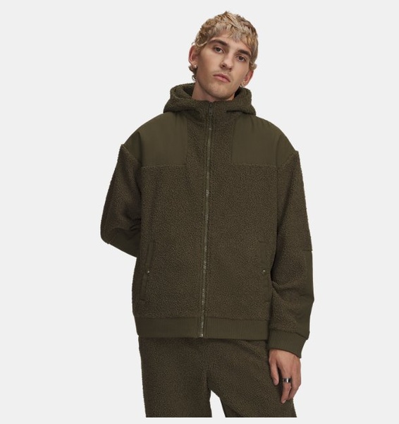 Yeşil Erkek UA High Pile Fleece Fermuarlı Ceket