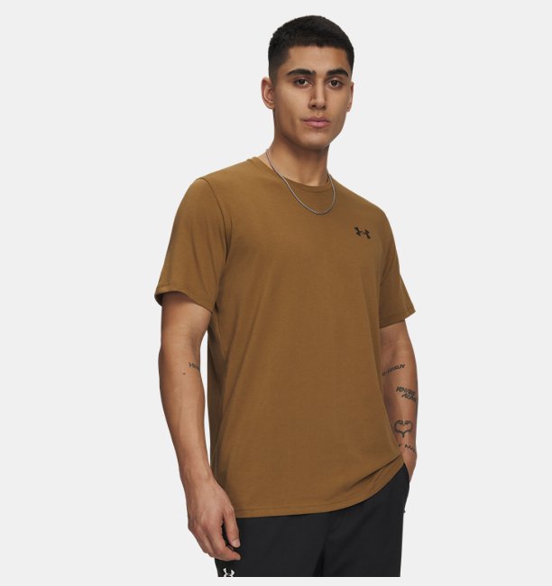 Erkek UA Left Chest Lockup Kısa Kollu T-shirt Kahverengi