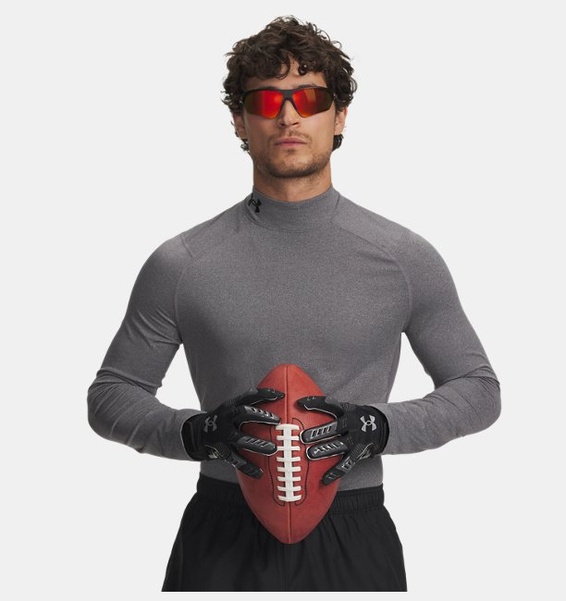 Gri Erkek UA ColdGear Armour Fitted Mock Uzun Kollu T-shirt