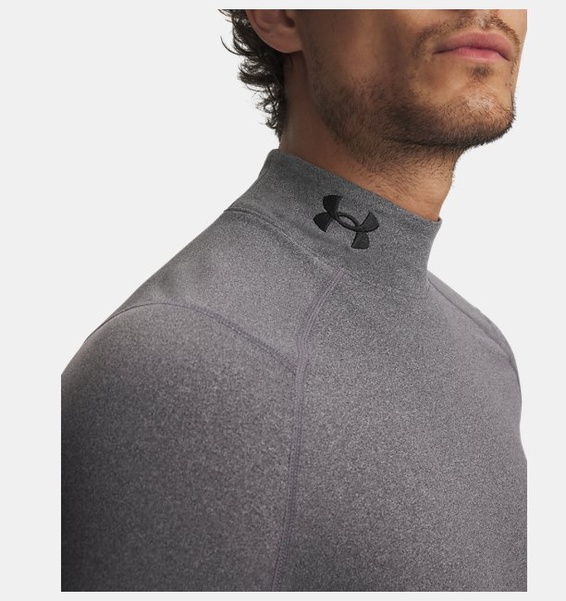 Gri Erkek UA ColdGear Armour Fitted Mock Uzun Kollu T-shirt