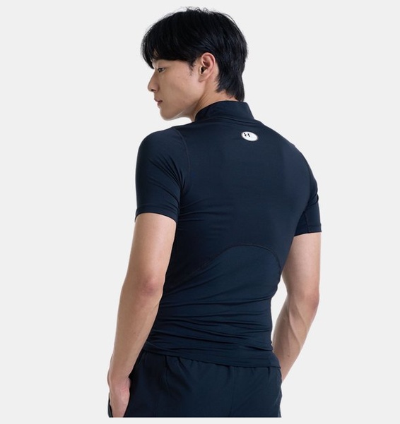 Siyah Erkek UA HeatGear Armour Compression Mock Kısa Kollu T-shirt