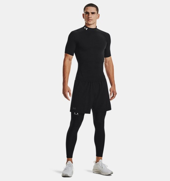 Siyah Erkek UA HeatGear Armour Compression Mock Kısa Kollu T-shirt