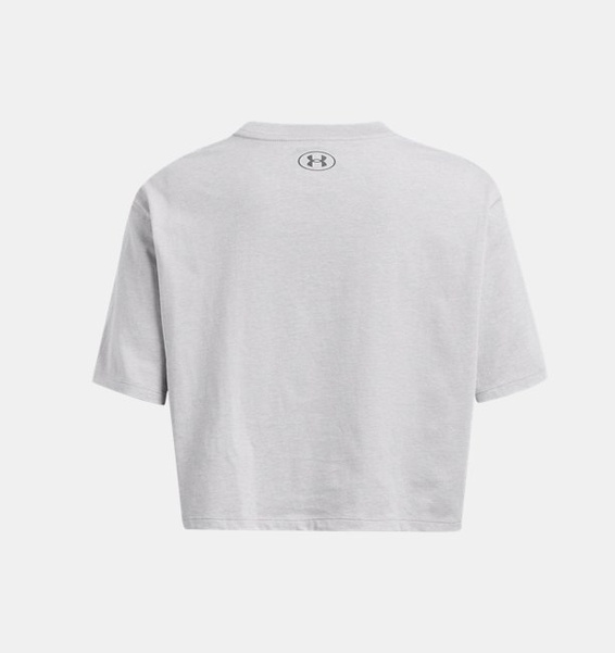 Gri Kadın UA Boxy Crop Branded Kısa Kollu T-shirt