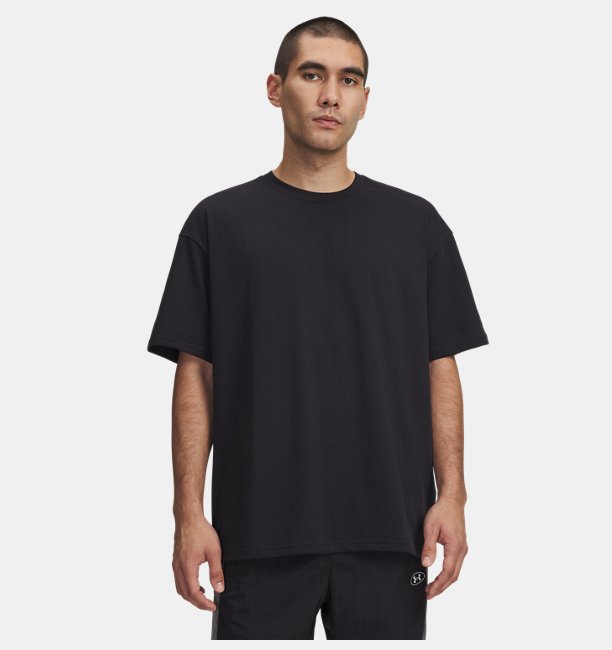 Erkek UA Oversized Heavyweight Kısa Kollu T-shirt Siyah