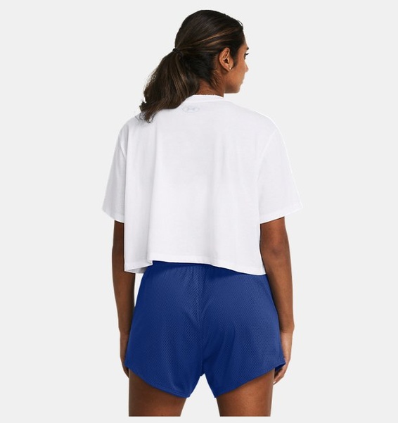 Beyaz Kadın UA Boxy Crop Branded Kısa Kollu T-shirt