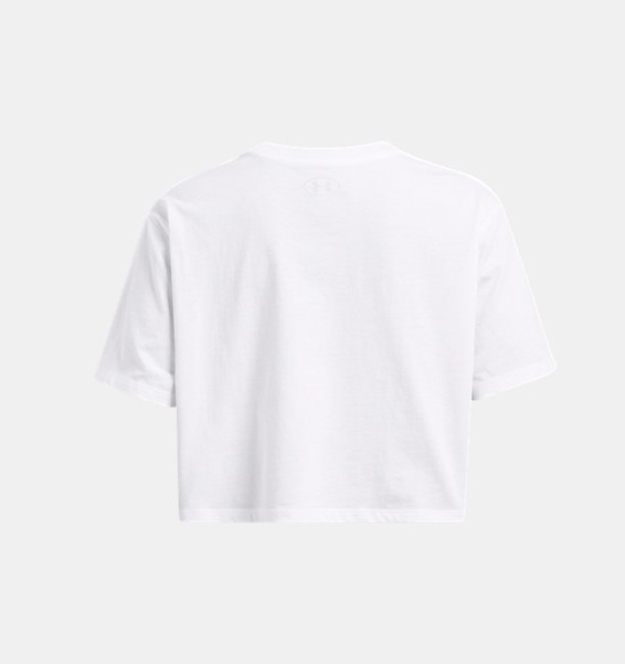Beyaz Kadın UA Boxy Crop Branded Kısa Kollu T-shirt