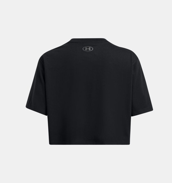 Siyah Kadın UA Boxy Crop Branded Kısa Kollu T-shirt